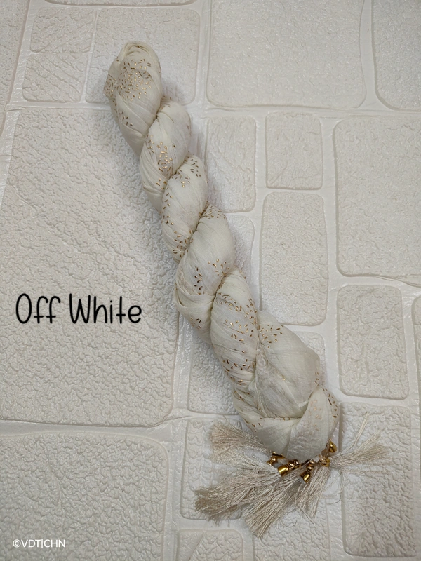 VDT Chakri Foil Printed Georgette Duppata FD1430 - FS, Off White