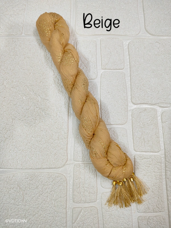 VDT Chakri Foil Printed Georgette Duppata FD1430 - FS, Beige