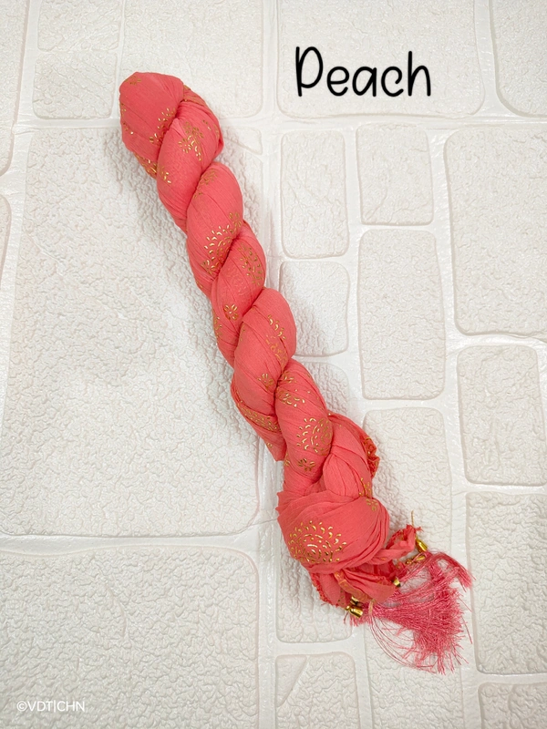 VDT Chakri Foil Printed Georgette Duppata FD1430 - FS, Peach