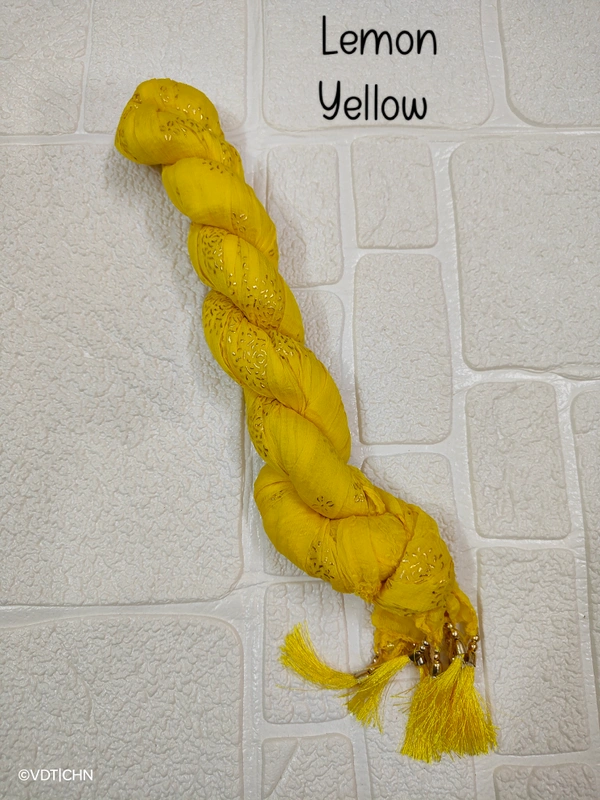 VDT Chakri Foil Printed Georgette Duppata FD1430 - FS, Lemon Yellow