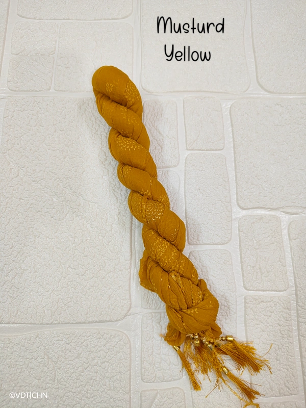 VDT Chakri Foil Printed Georgette Duppata FD1430 - FS, Mustured Yellow