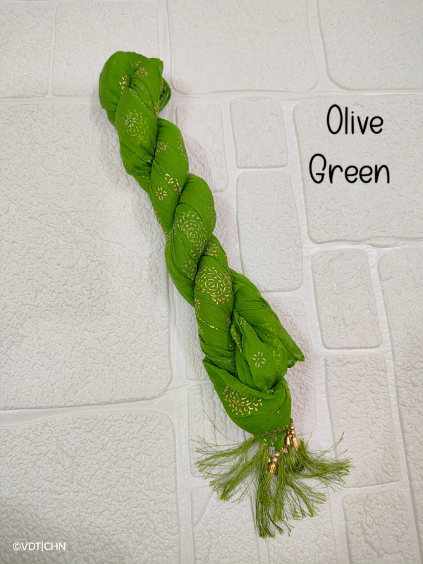 VDT Chakri Foil Printed Georgette Duppata FD1430 - FS, Olive Green