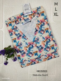 Twill Blue Hakooba Kurti with full sequence work HK35503 - Multi Colour, M