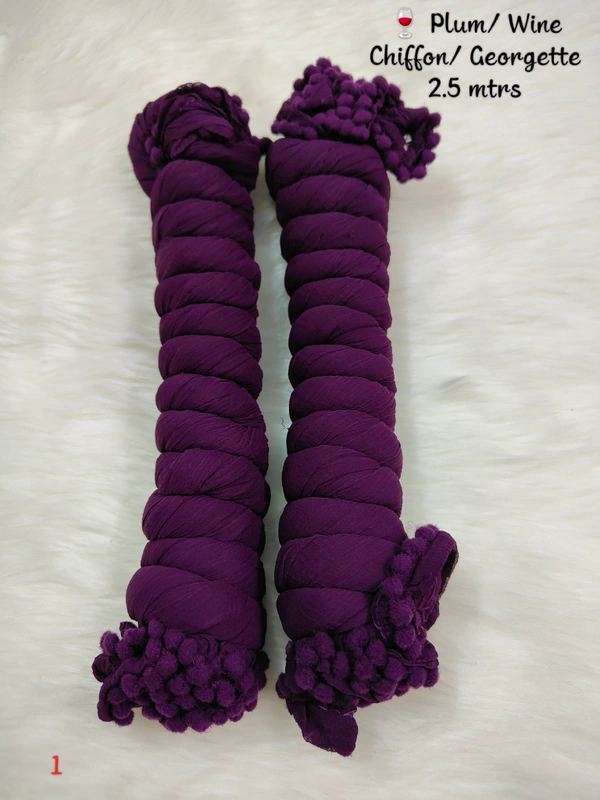 VDT Chiffon Nazim Georgette Duppata GS1370 (Pack of 1 pc) - Wine, FS