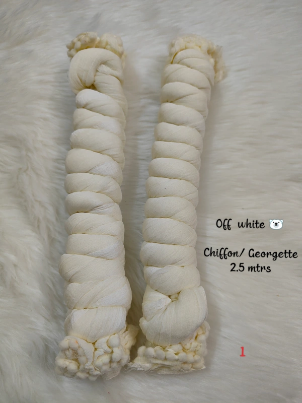 VDT Chiffon Nazim Georgette Duppata GS1370 (Pack of 1 pc) - Off White, FS