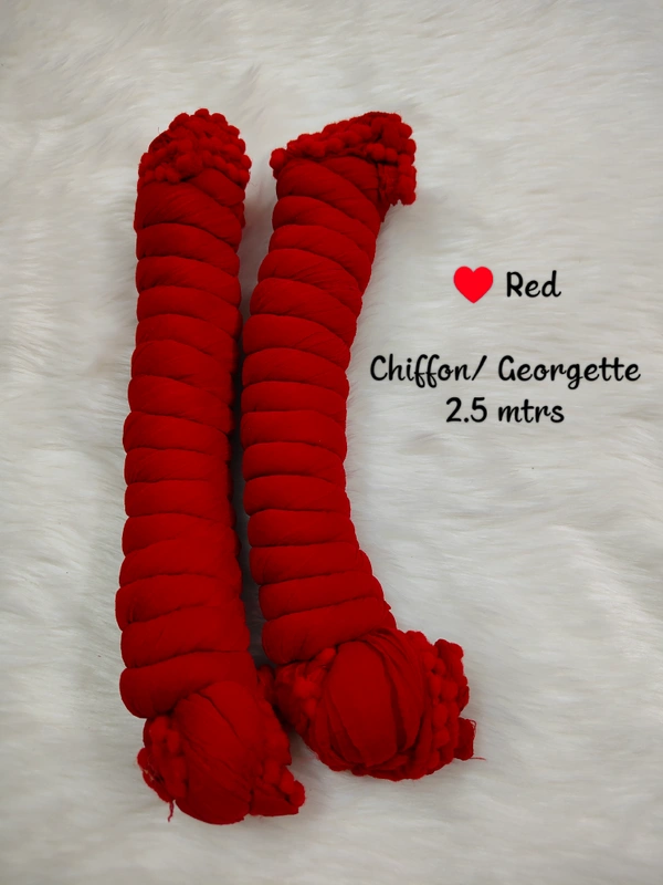 VDT Chiffon Nazim Georgette Duppata GS1370 (Pack of 1 pc) - Red, FS