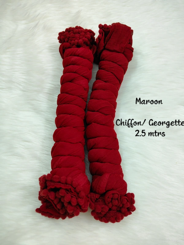 VDT Chiffon Nazim Georgette Duppata GS1370 (Pack of 1 pc) - Maroon, FS