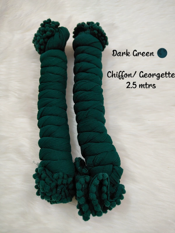 VDT Chiffon Nazim Georgette Duppata GS1370 (Pack of 1 pc) - Dark Green, FS