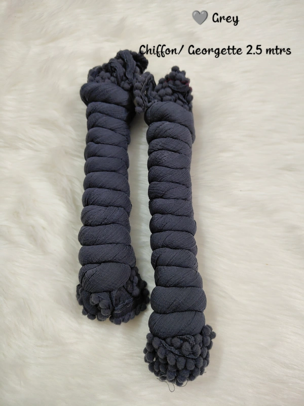 VDT Chiffon Nazim Georgette Duppata GS1370 (Pack of 1 pc) - Grey, FS