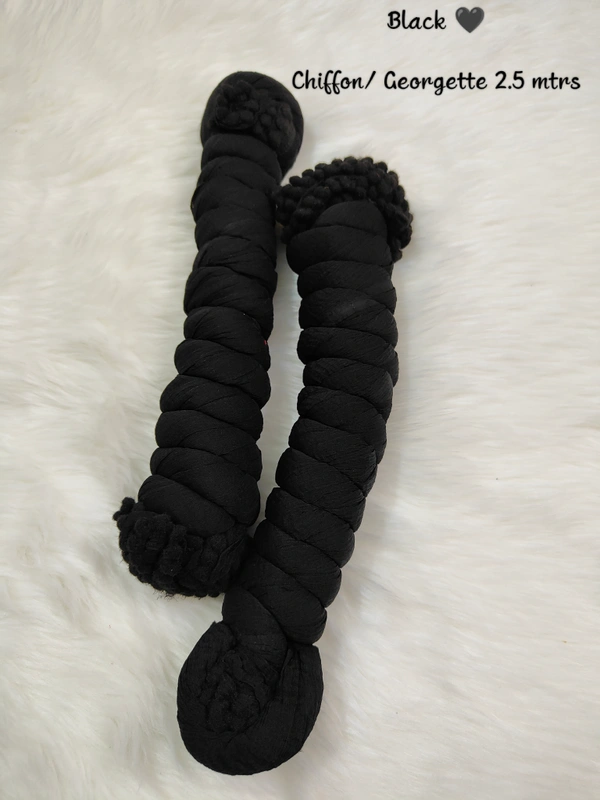 VDT Chiffon Nazim Georgette Duppata GS1370 (Pack of 1 pc) - Black, FS