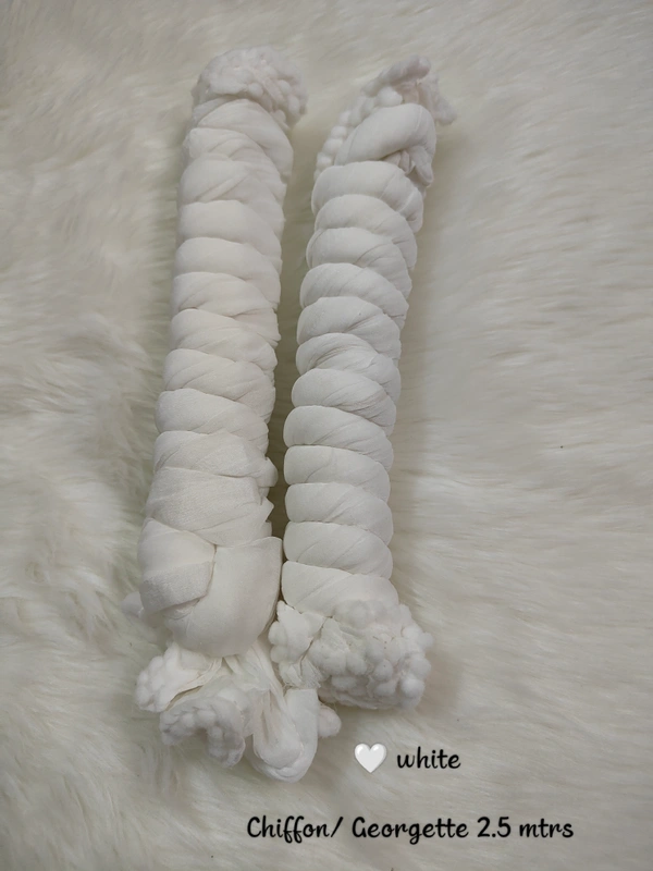 VDT Chiffon Nazim Georgette Duppata GS1370 (Pack of 1 pc) - White, FS