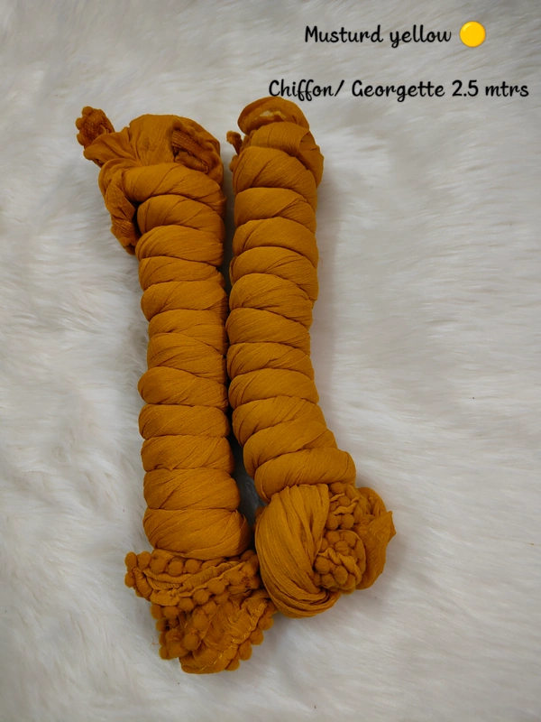 VDT Chiffon Nazim Georgette Duppata GS1370 (Pack of 1 pc) - Musturd Ylelow, FS