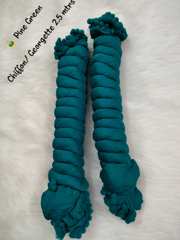 VDT Chiffon Nazim Georgette Duppata GS1370 (Pack of 1 pc) - Pine Green, FS