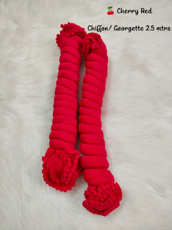 VDT Chiffon Nazim Georgette Duppata GS1370 (Pack of 1 pc) - Cherry Red, FS