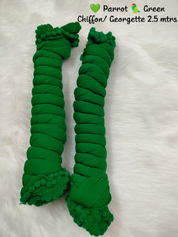 VDT Chiffon Nazim Georgette Duppata GS1370 (Pack of 1 pc) - Parrot Green, FS