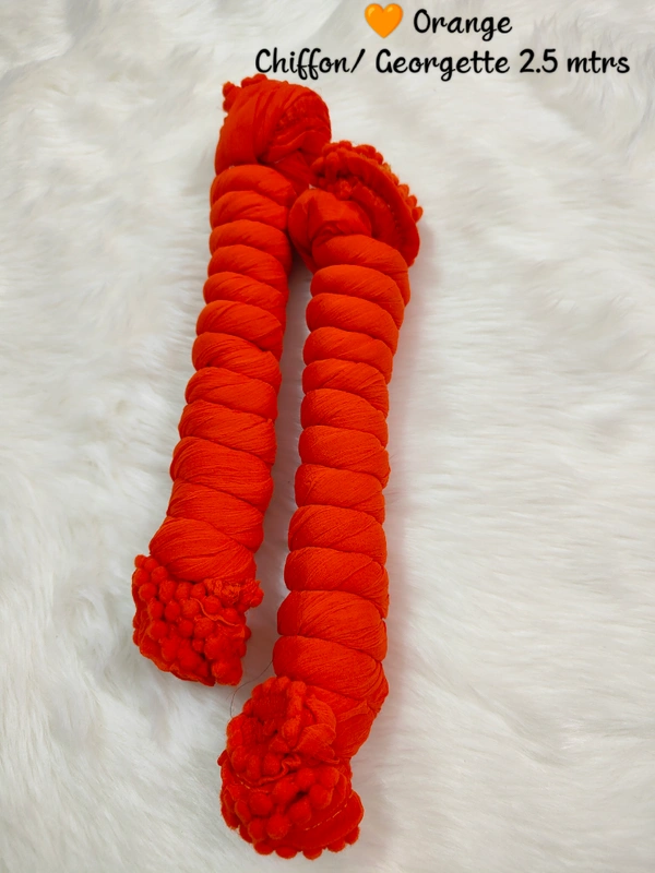 VDT Chiffon Nazim Georgette Duppata GS1370 (Pack of 1 pc) - Orange, FS