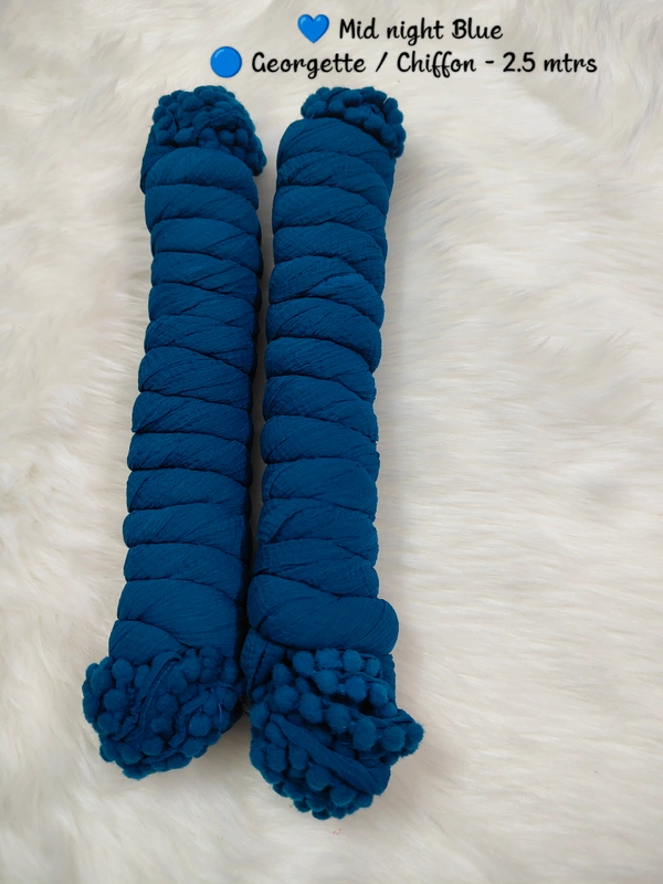 VDT Chiffon Nazim Georgette Duppata GS1370 (Pack of 1 pc) - Mid Nit Blue, FS