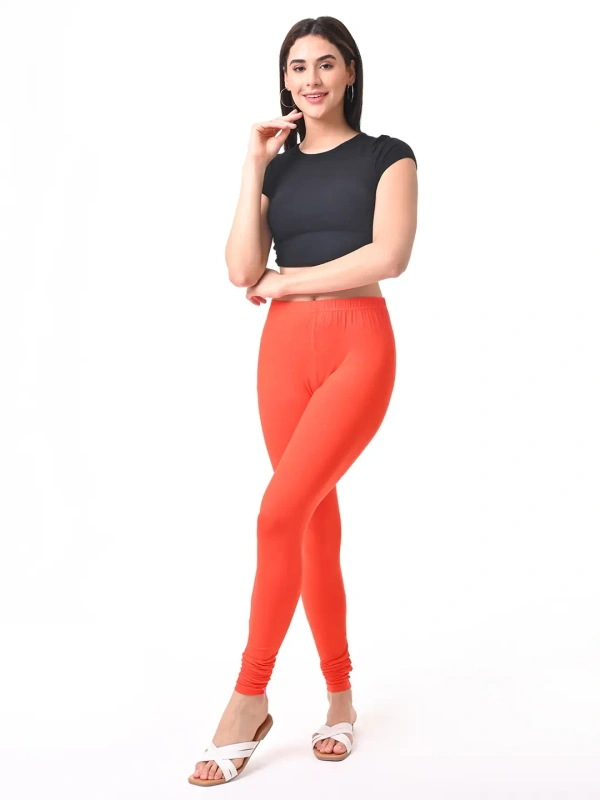 Fly Cute Chudithar Length Premium 4 Way Lycra Leggings FLF1565 - 2XL, LT Red