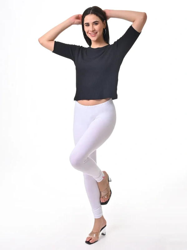 Fly Cute Chudithar Length Premium 4 Way Lycra Leggings FLF1561 - 3XL, White