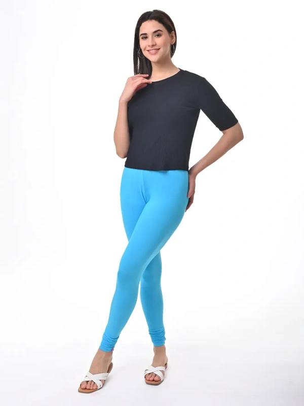 Fly Cute Chudithar Length Premium 4 Way Lycra Leggings FLF1560 - 2XL, Sky Blue