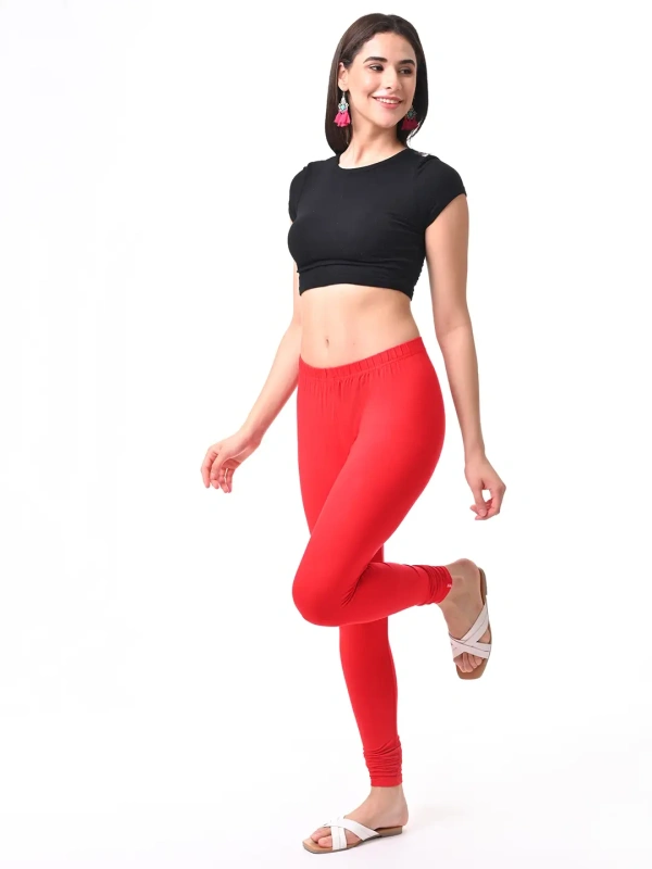 Fly Cute Chudithar Length Premium 4 Way Lycra Leggings FLF1564 - 2xl, Apple Red
