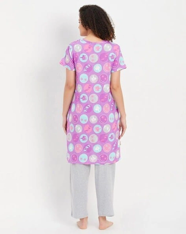 CLOVIA Cotton Knee Length Nightdress | Lavender | LP13009 - 3XL, Lavender
