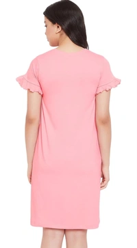 CLOVIA Cotton Knee Length Nightdress | Pink | LP13002 - S, Pink