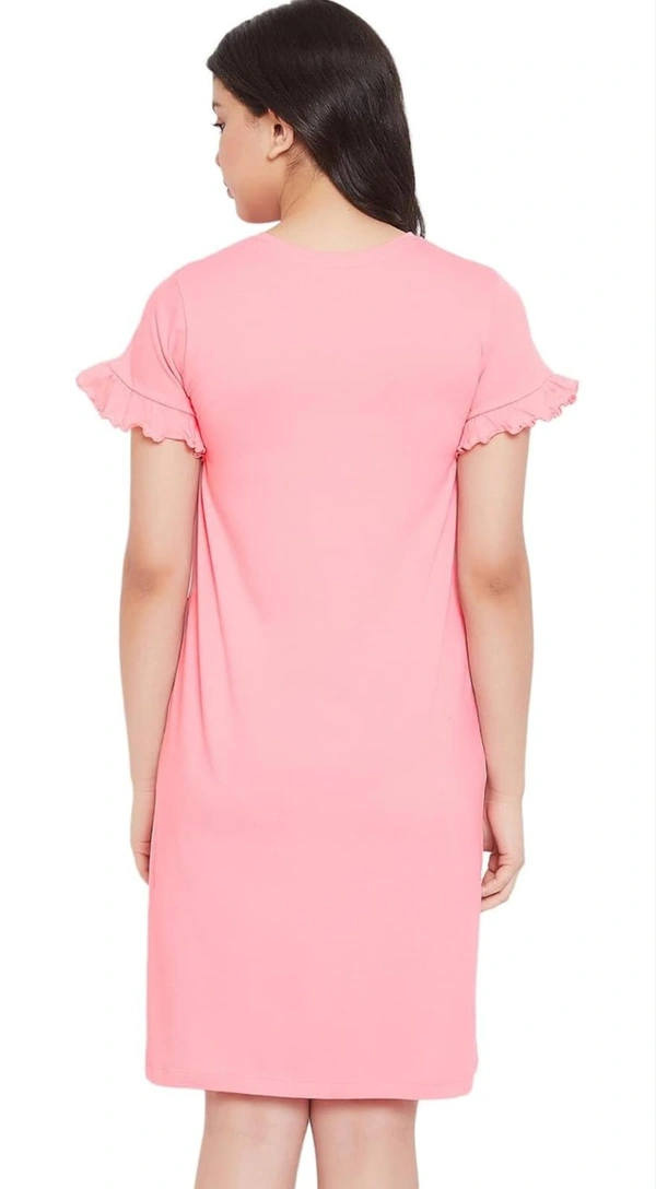 CLOVIA Cotton Knee Length Nightdress | Pink | LP13002 - S, Pink