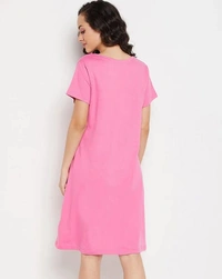 CLOVIA Cotton Knee Length Nightdress | Pink | LP13005 - S, Pink