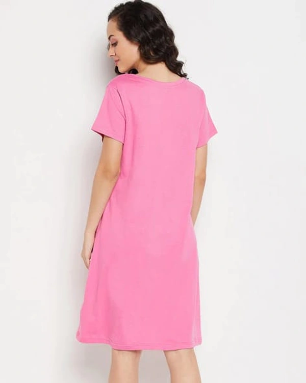 CLOVIA Cotton Knee Length Nightdress | Pink | LP13005 - S, Pink