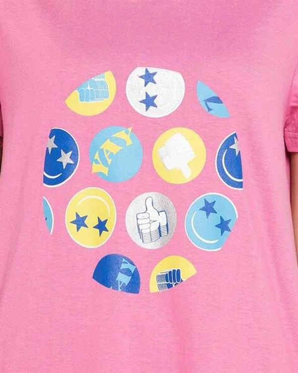 CLOVIA Cotton Knee Length Nightdress | Pink | LP13005 - S, Pink