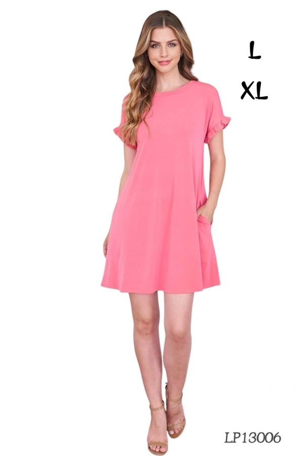CLOVIA Cotton Knee Length Nightdress | Pink| LP13006 - L, Pink