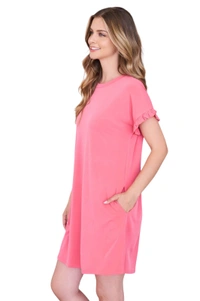 CLOVIA Cotton Knee Length Nightdress | Pink| LP13006 - L, Pink