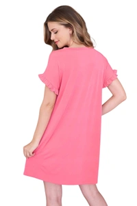 CLOVIA Cotton Knee Length Nightdress | Pink| LP13006 - L, Pink