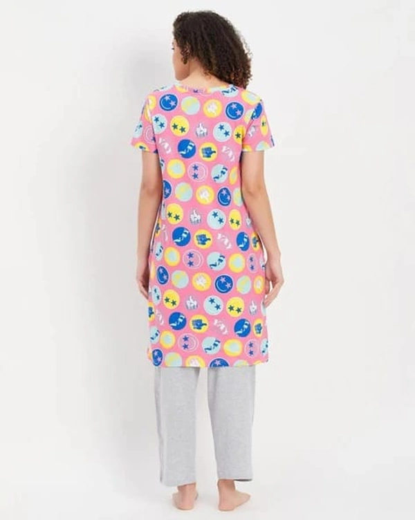 CLOVIA Cotton Knee Length Nightdress | Pink | LP13008 - 3XL, Pink