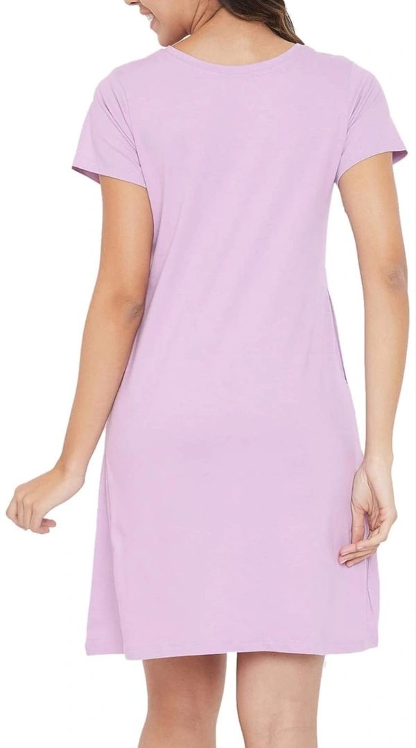 CLOVIA Cotton Knee Length Nightdress | Purple | LP13004 - L, Purple