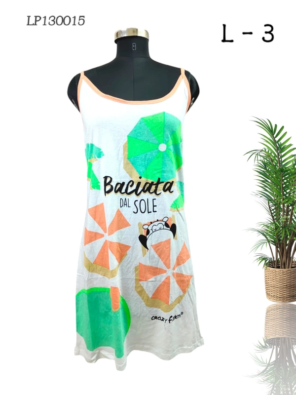 CLOVIA Cotton Knee Length Nightdress| Sleeveless | White | LP130015 - L, White