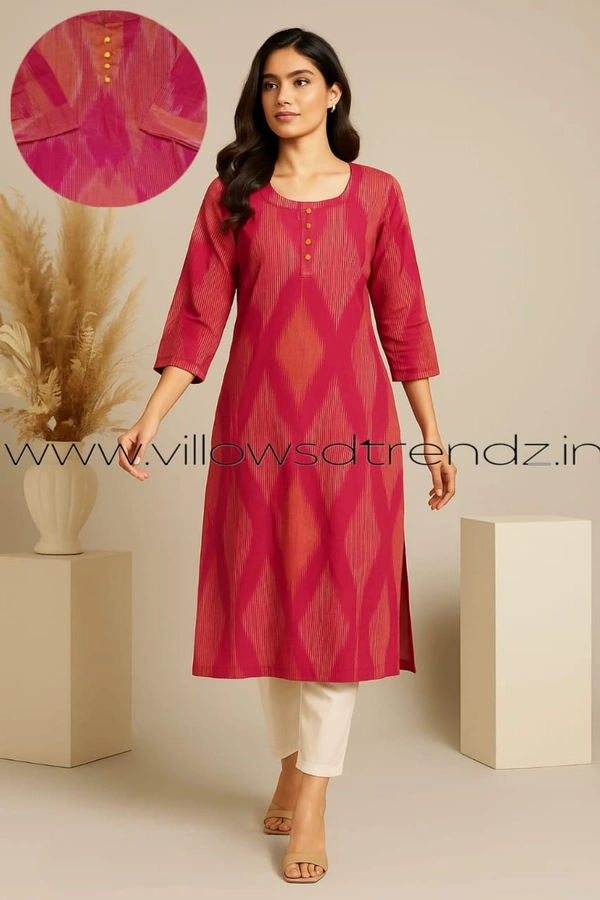 Twill Blue Cotton Kurtis| Pink | IKC22002 - M, Pink