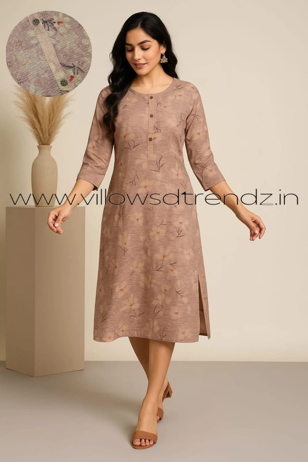 Ruthvi Ethnics Crush Tissue Kurta CT32501 - Light Brown, 2XL