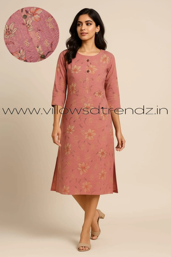Ruthvi Ethnics Crush Tissue Kurta CT32503 - Pink, 2XL