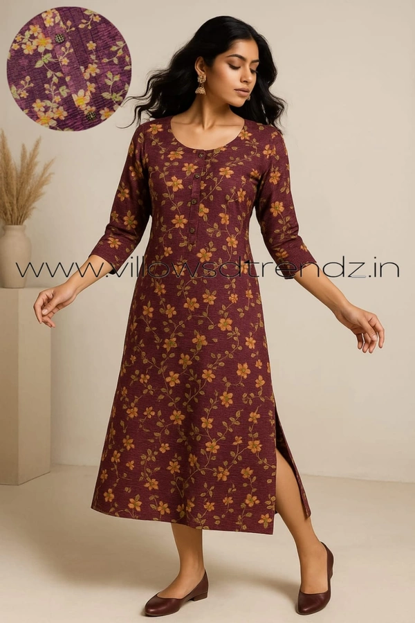 Ruthvi Ethnics Crush Tissue Kurta CT32504 - Purple, M