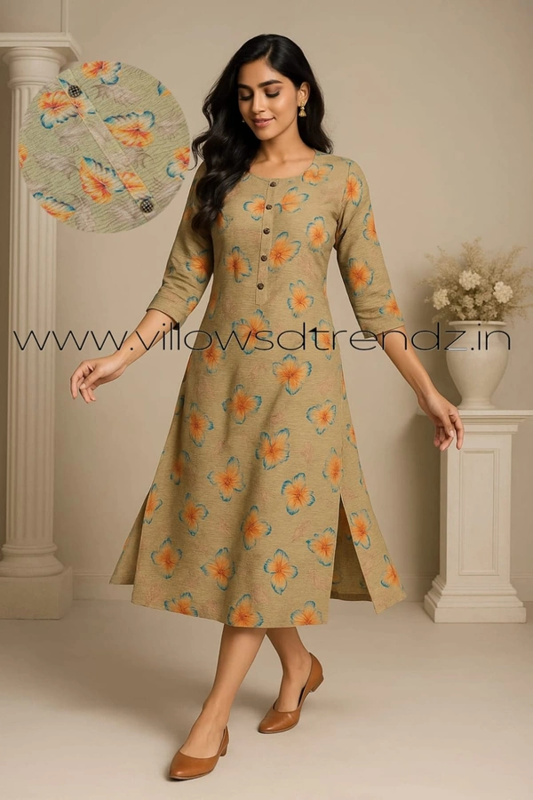 Ruthvi Ethnics Crush Tissue Kurta CT32511 - Light Brown, 2XL