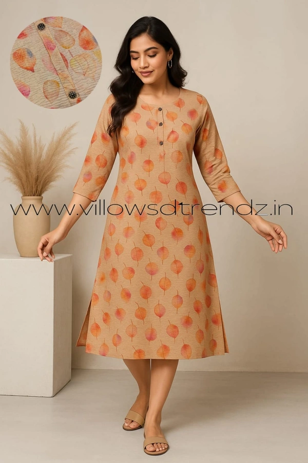 Ruthvi Ethnics Crush Tissue Kurta CT32512 - Peach Orange, M