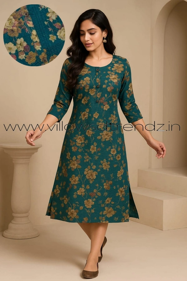 Ruthvi Ethnics Crush Tissue Kurta CT32513 - Peacock Green, 2XL