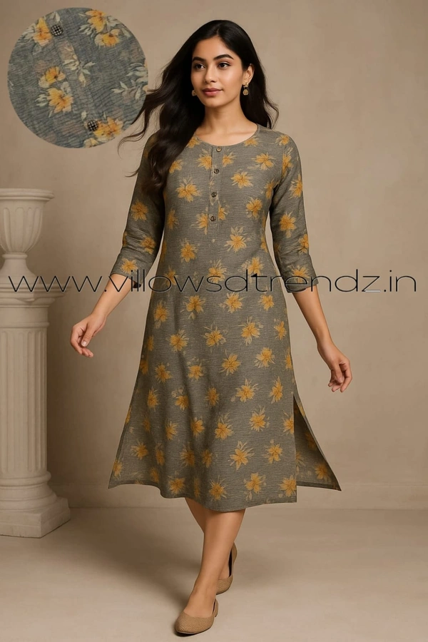 Ruthvi Ethnics Crush Tissue Kurta CT32514 - Ash, XL