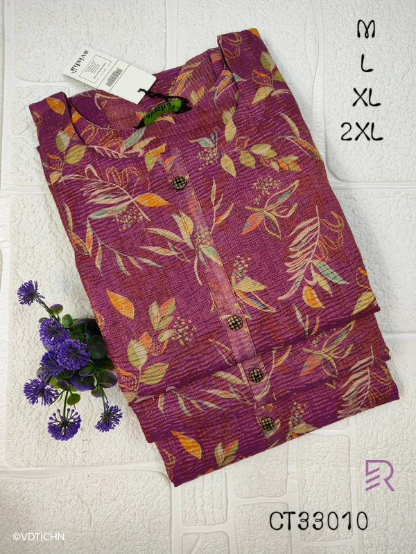 Ruthvi Ethnics Crush Tissue Kurta CT33010 - Onion Pink, 2XL