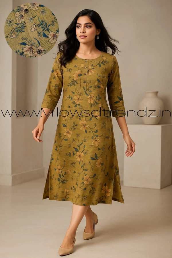 Ruthvi Ethnics Crush Tissue Kurta CT3305 - Brown, XL