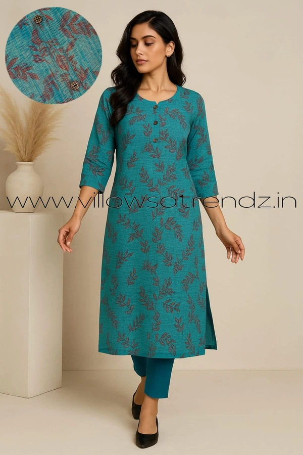 Ruthvi Ethnics Crush Tissue Kurta CT3308 - Blue, M