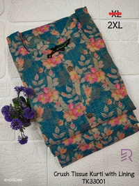 Ruthvi Ethnics Crush Tissue Kurta With Lining TK33001 - Blue, 2xl