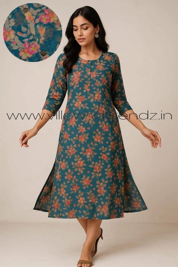 Ruthvi Ethnics Crush Tissue Kurta With Lining TK33001 - Blue, 2xl